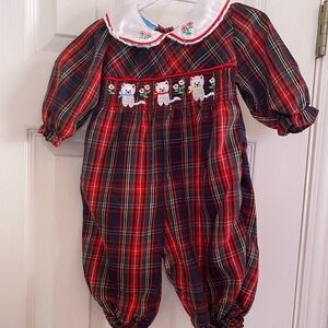 Vintage Smocked Kitty‎ Romper